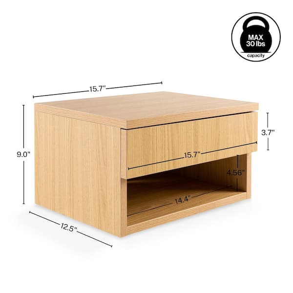 JONATHAN Y Ettore Nachttisch Schwebend – Mit Soft-Close-Schublade, Kabelloch & Offenem Regal