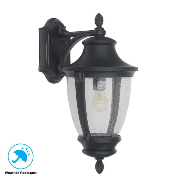 Home Decorators Collection Wilkerson 1 Light Black Outdoor Wall Lantern Sconce 23452 - Home Decorators Collection Wilkerson