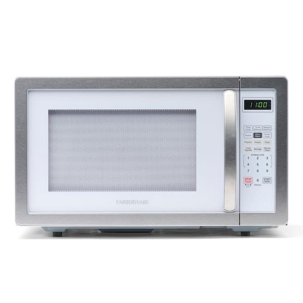 Farberware Classic 1.1 cu. ft. 1000-Watt Countertop Microwave Oven, White and Platinum