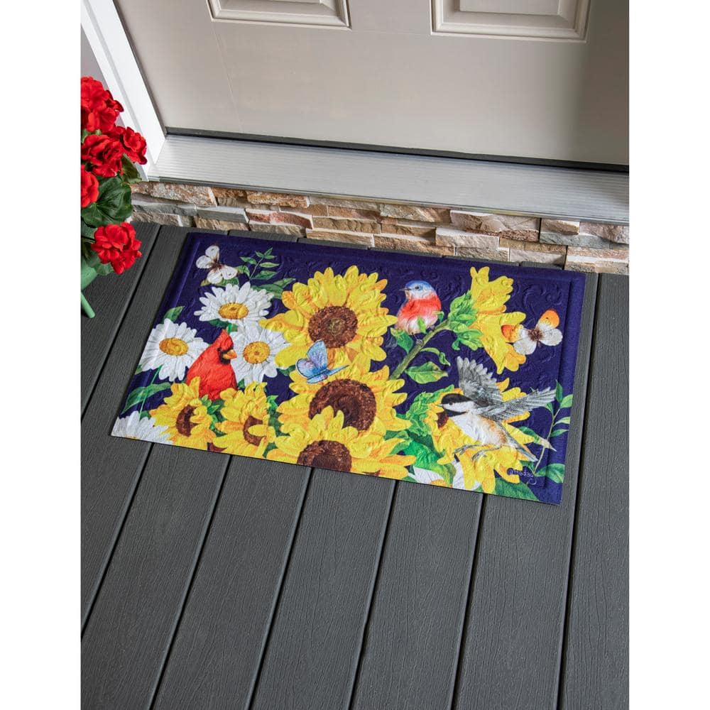 Evergreen 18 in. x 30 in. Sunflower Glory Embossed Door Mat 41EM2658