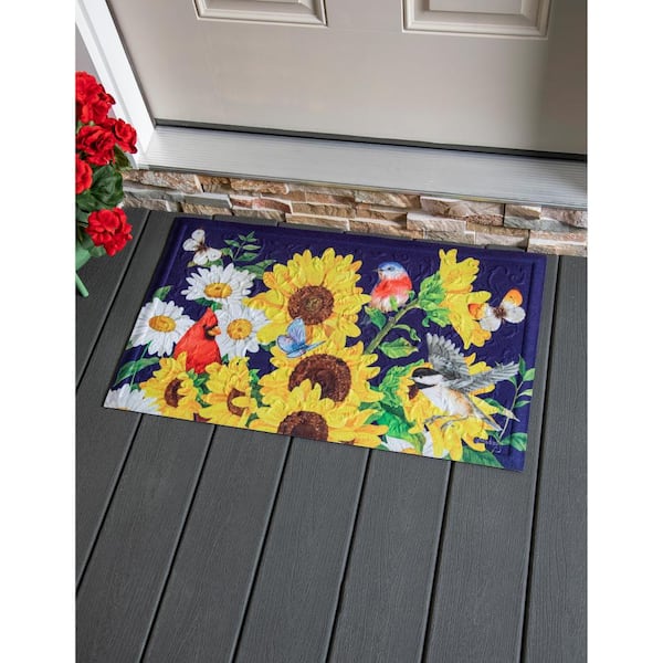 Evergreen 18 in. x 30 in. Sunflower Glory Embossed Door Mat 41EM2658 The Home Depot