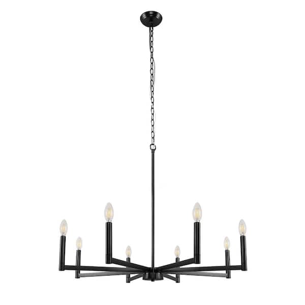 8-Light Black Candle Empire Chandelier for Kitchen Island with No Bulbs Included