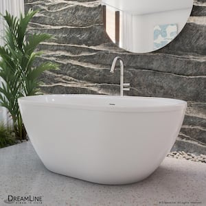 Essence 65 in. x 36 in. Freestanding Acrylic Soaking Bathtub with Center Drain in Brushed Nickel