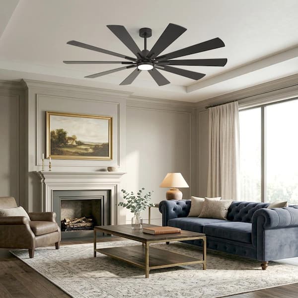 Breezary Claude 84 in. Integrated LED Black Windmill Ceiling Fan
