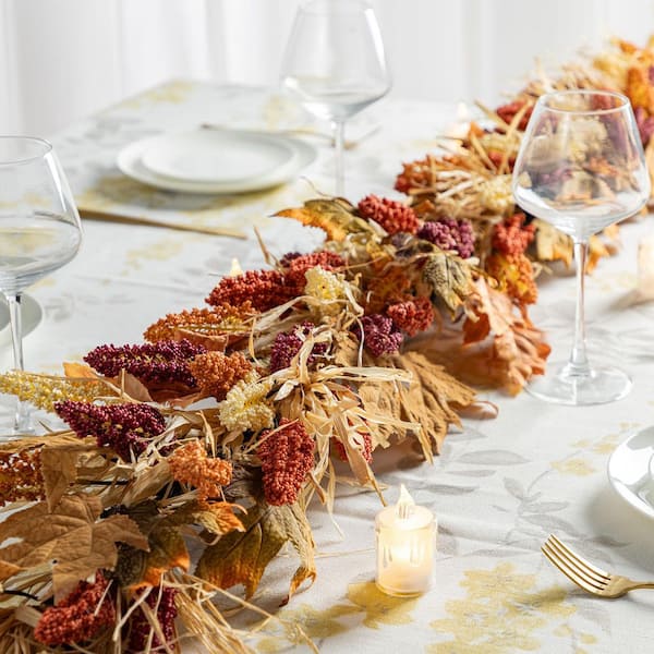 Glitzhome 6 ft. Fall Unlit Multi-Colored Sorghum Garland