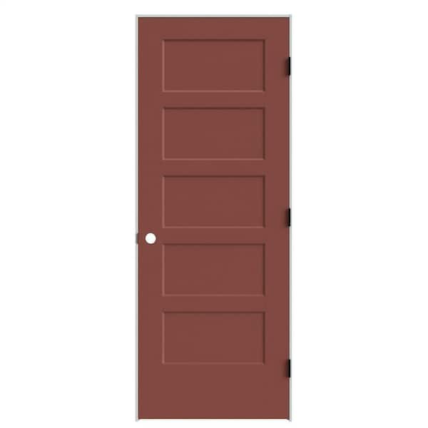 Masonite 32 in. x 80 in. 5-Panel Bayshore Left-Hand Solid Core Red Bluff Molded Composite Single Prehung Interior Door Flat Jamb
