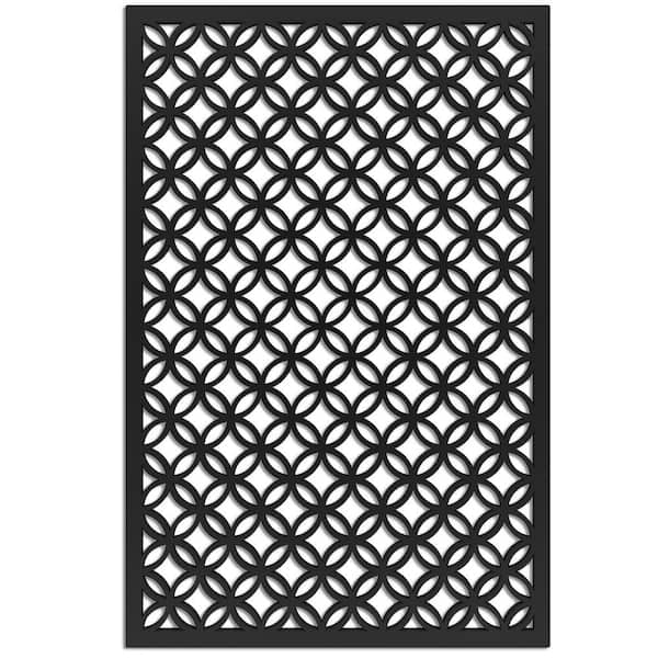 Acurio Latticeworks Moors Circle 4 ft. x 32 in. Black Vinyl Decorative Screen Panel