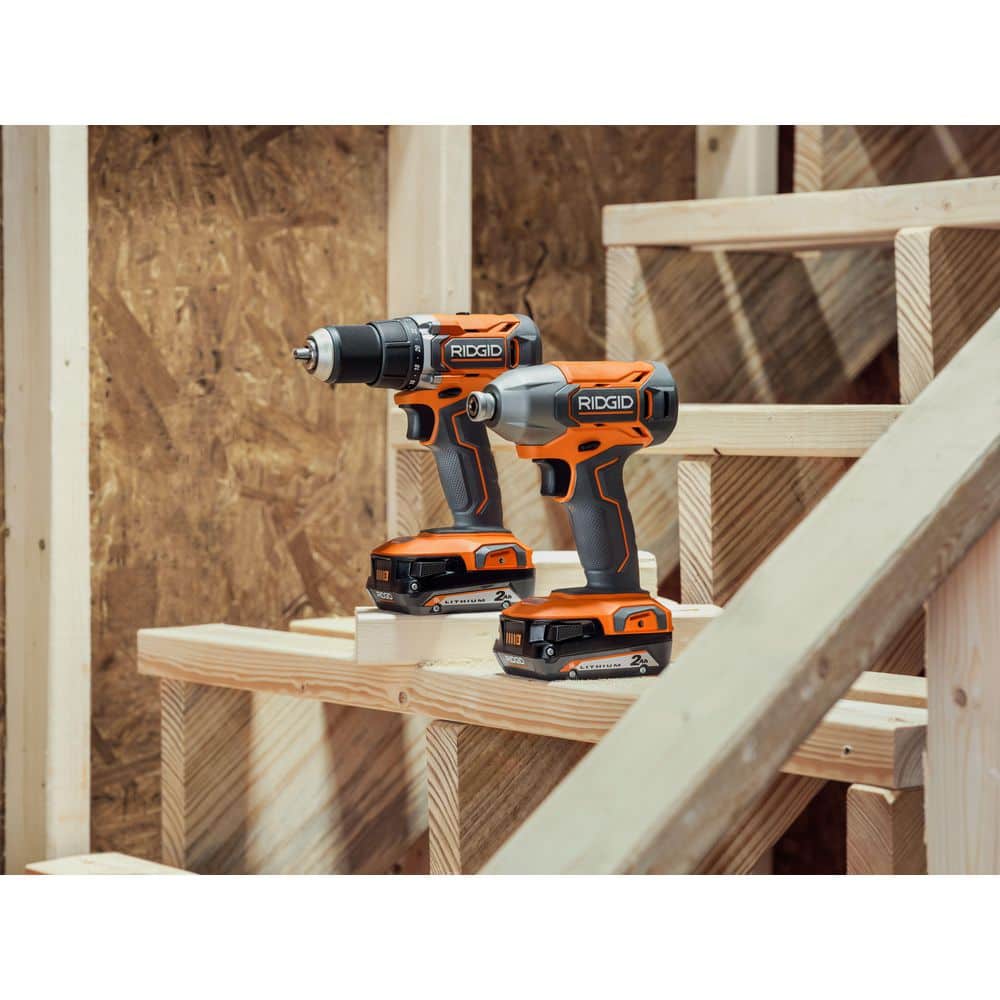RIDGID 18V Cordless 5-Tool Combo Kit with (2) 4.0 Ah Batteries, Charger, Tool Bag, and Accessories R96255