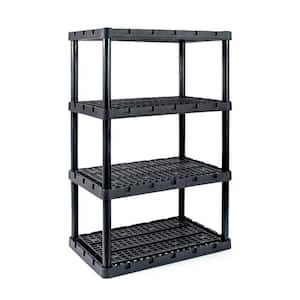 Black 24 in. x 56.25 in. x 36 in. Knect-A-Shelf 3-Tier Plastic Light Duty Interlocking Storage Shelving Unit