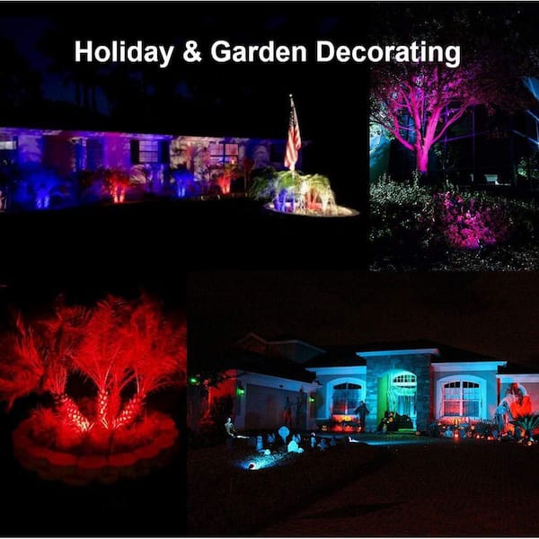 Black Integrated LED Floodlight, 1000 Lumen Adjustable Outdoor Party lights with Remote Control, RGB Waterproof