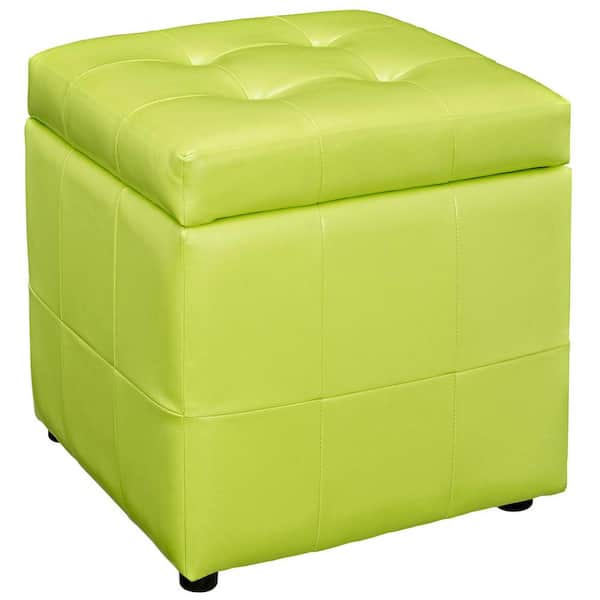 MODWAY Light Green Volt Storage Upholstered Vinyl Ottoman