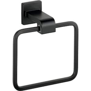 Ara Wall Mount Square Closed Towel Ring Bath Hardware Accessory in Matte Black