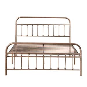 High-Quality Farmhouse Style 61 in. w Bronze Queen Size Steel Frame Platform Bed