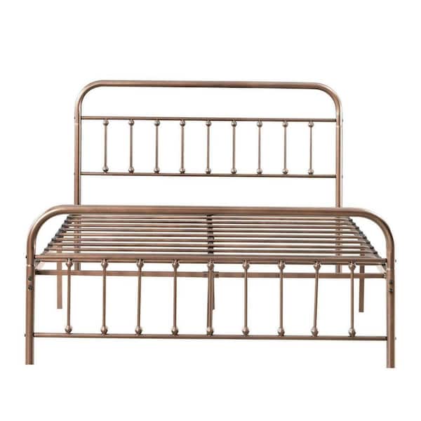 Unbranded High-Quality Farmhouse Style 61 in. w Bronze Queen Size Steel Frame Platform Bed