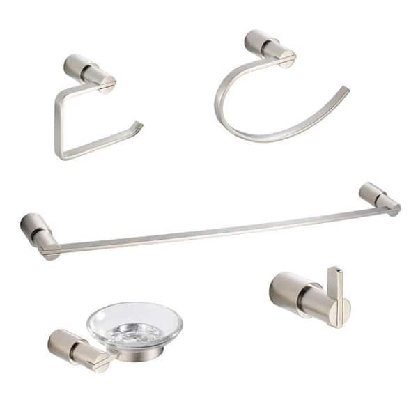 Fresca Magnifico Brass 5-Piece Bathroom Accessory Set in Brushed Nickel