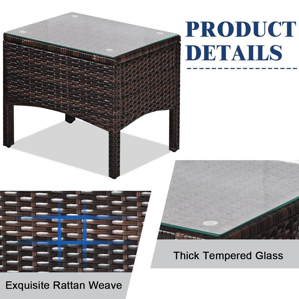 Black 3-Piece Rattan Outdoor Patio Conversation Set
