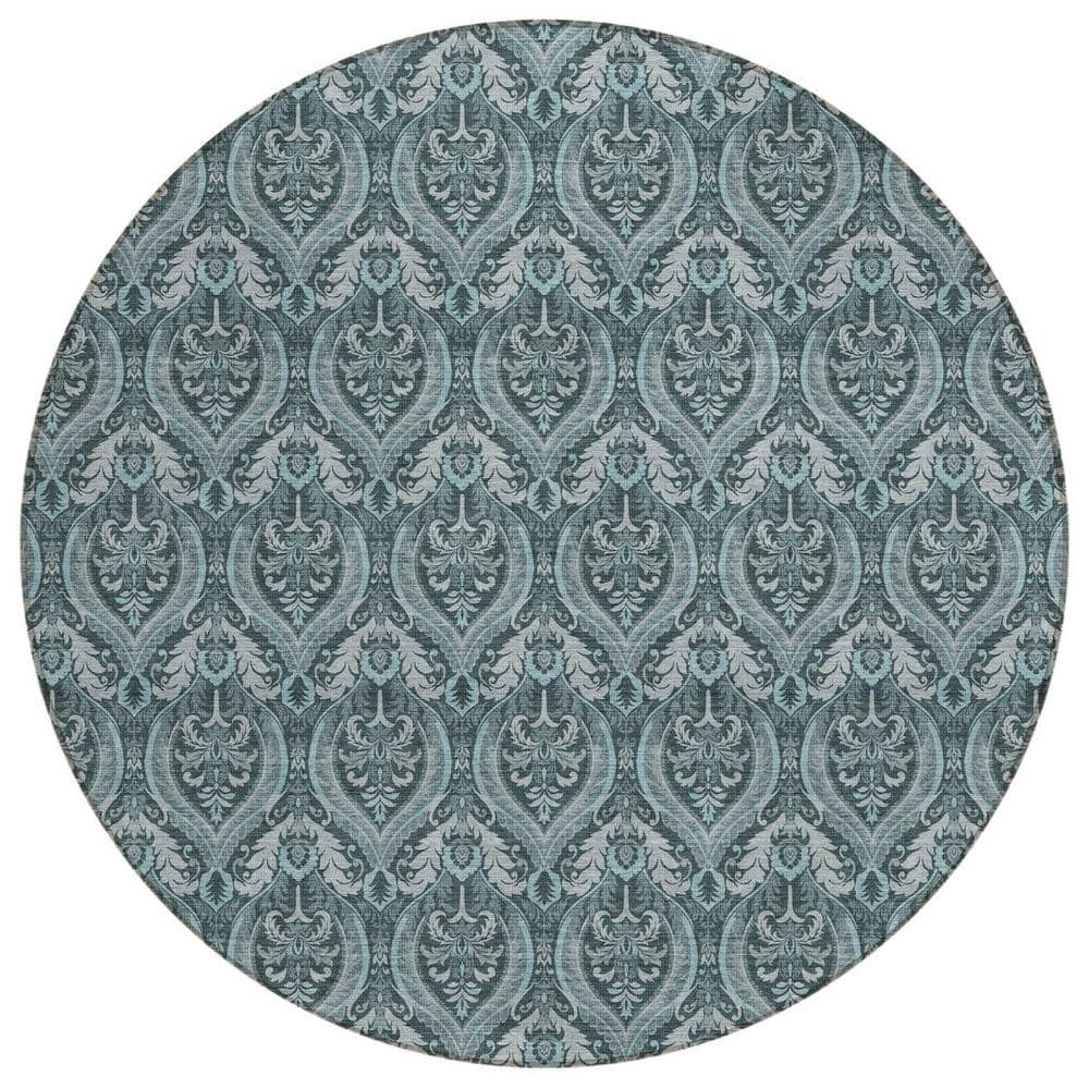 Teal 8 ft. Round Woven Trellis Round Indoor/Outdoor Area Rug price history on PriceWatchPro