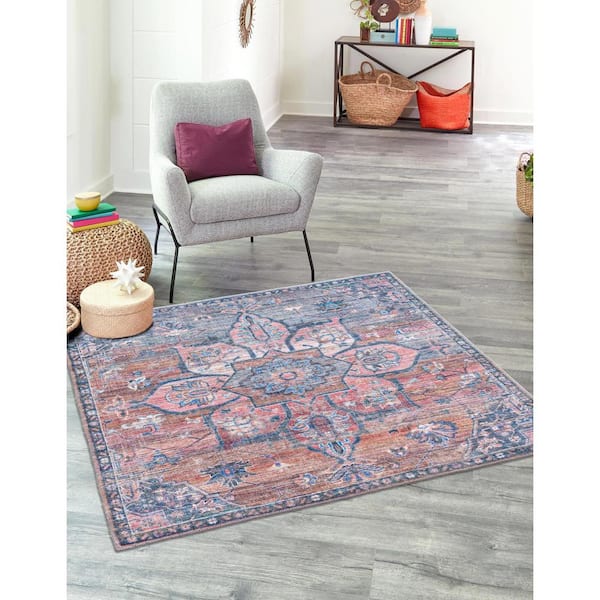 Nostalgia Gem Multi 8 ft. Square Machine Washable Area Rug