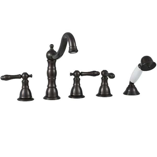 Glacier Bay Lyndhurst 2-Handle Deck-Mount Roman Tub Faucet with Handheld Shower in Oil Rubbed Bronze
