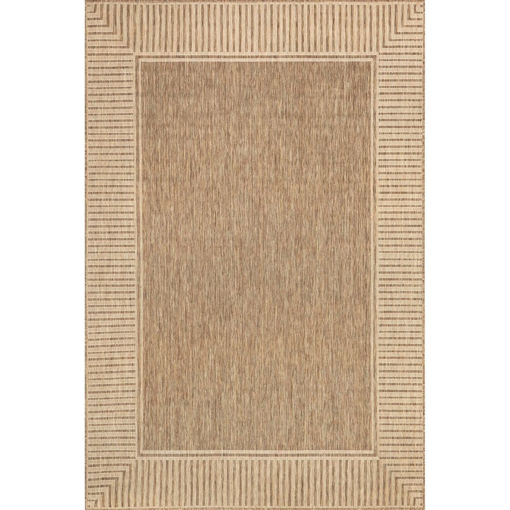 Asha Light Brown Synthetic Flat Woven Striped Area Rug