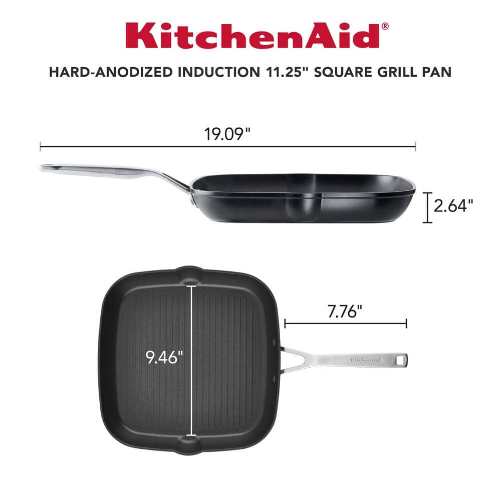 11.25 in. Hard Anodized Aluminum Induction Grill Pan Black - thumbnail 5