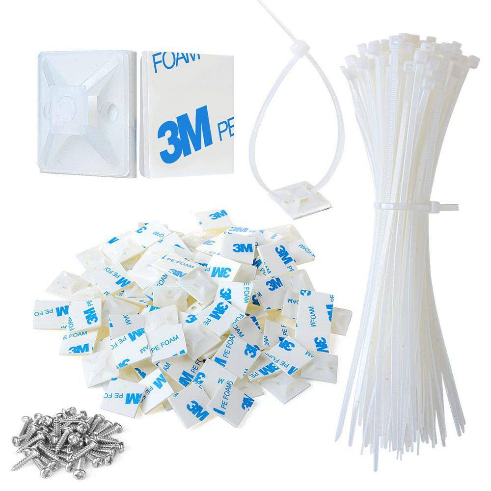 3/4 in. UV Resistant Nylon Cable Zip Tie Mounts with 8 in. Ties and Screws, White, 100-Pack, Model Number XHF price history on PriceWatchPro