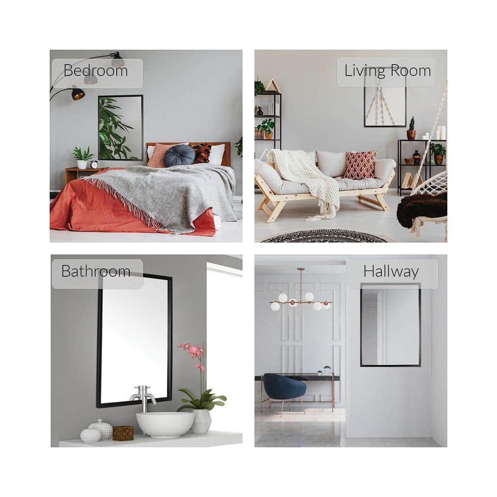 Black Metal Framed Full Length Rectangular Wall Mirror