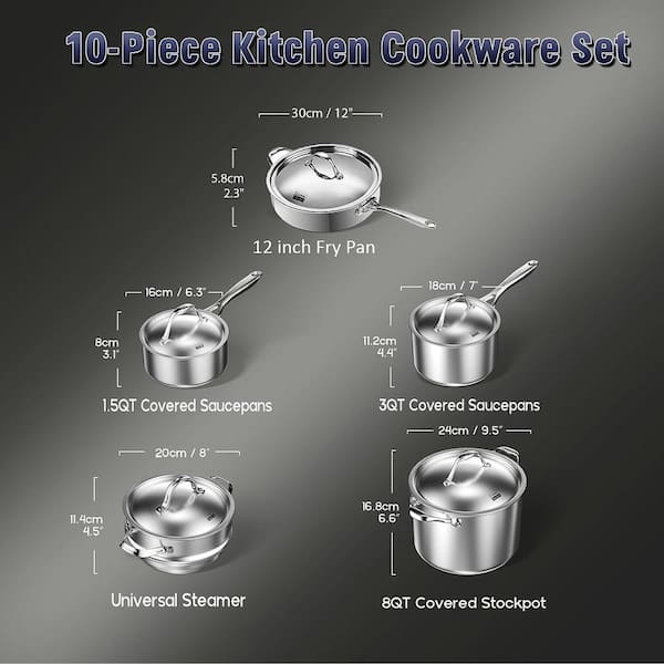 Kenmore Devon 10-Piece Stainless Steel Cookware Set