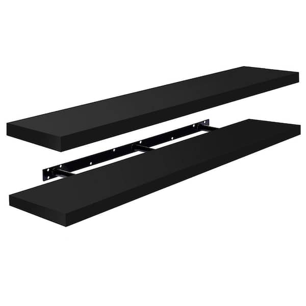 Floating Shelves for Wall - Extra-Long Shelves (2 Pack), 55 in. W x 9.25 in. D Black Composite Decorative Wall Shelf