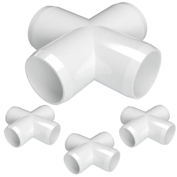 Formufit 1 in. Furniture Grade PVC Cross in White (4-Pack)