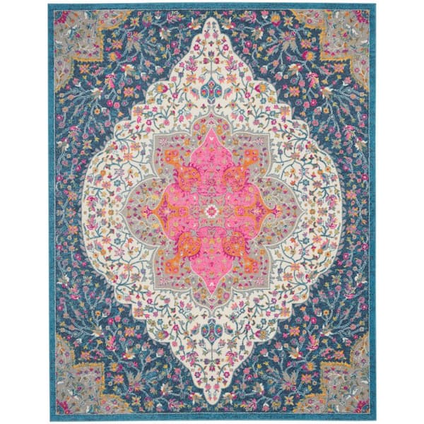 Nourison Passion Multicolor 8 ft. x 10 ft. Persian Medallion Transitional Area Rug