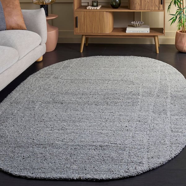Harvest 3 ft. x 5 ft. Oval Gray Solid Color Modern Area Rug