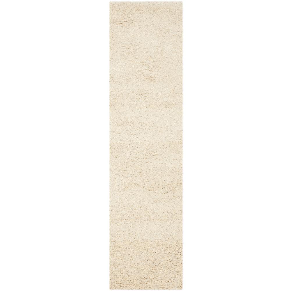 Coastal Comfort Ivory Synthetic Shag Runner Rug, 2'3" x 7'