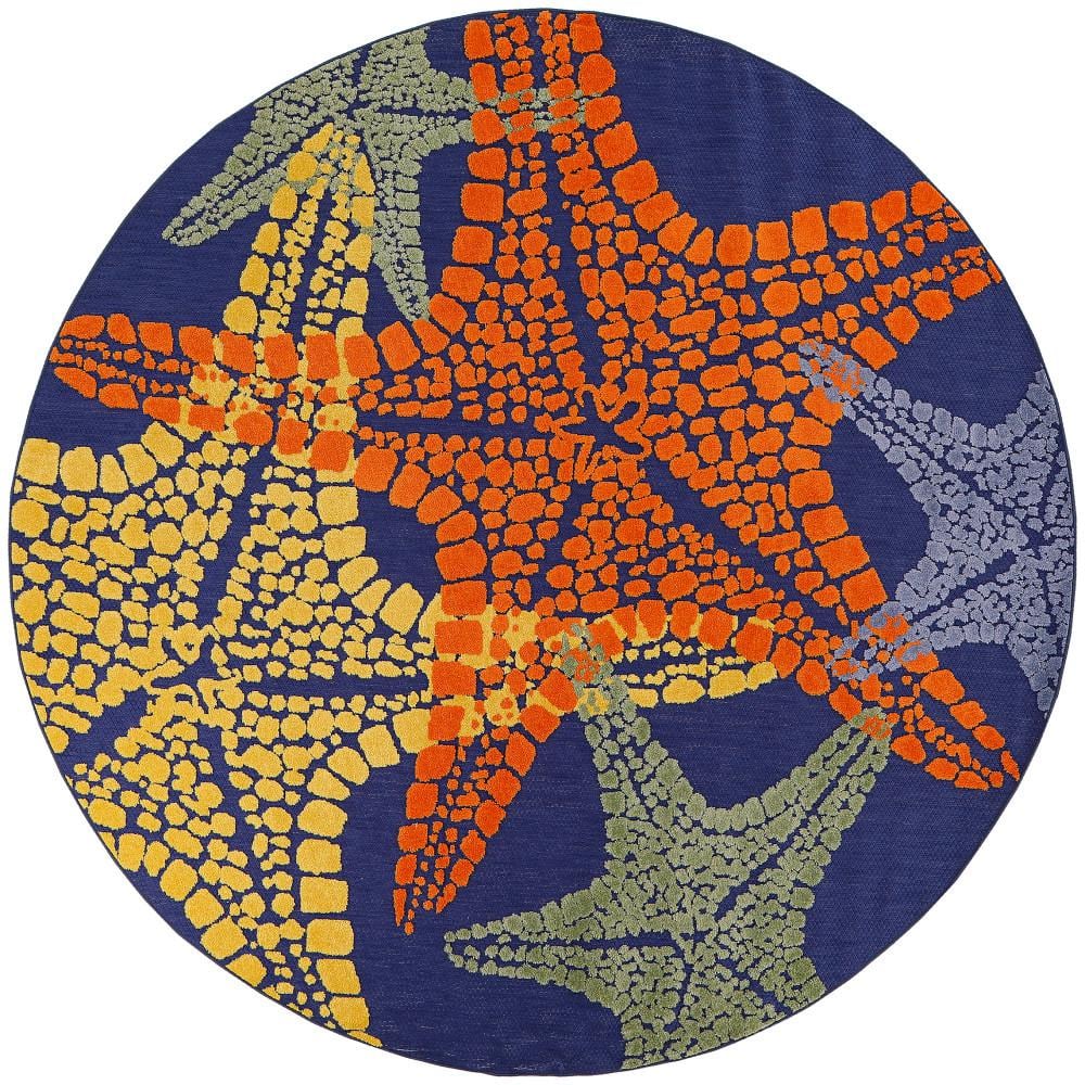 Nourison Aloha Blue Multicolor 8 ft. x 8 ft. Nature-inspired ...