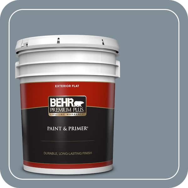 BEHR PREMIUM PLUS 5 gal. #MQ5-20 Cold Steel Flat Exterior Paint & Primer