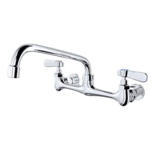 2-Handle Wall Mount Kitchen Faucet With 10 in. Swivel Spout 8 in. Center in Polished Chrome