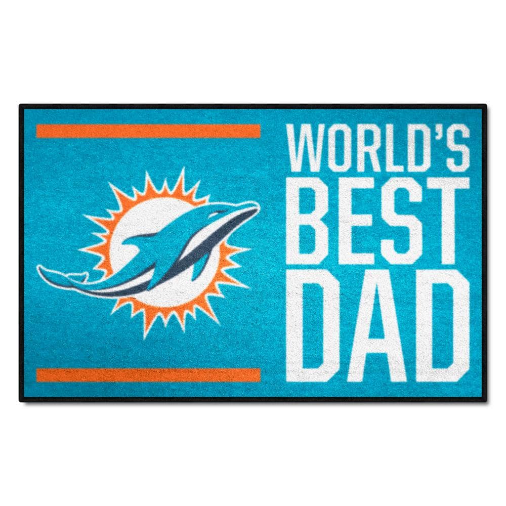 FANMATS Miami Dolphins World's Best Dad Aqua 1.5 ft. x 2.5 ft. Starter Area  Rug 18173 - The Home Depot