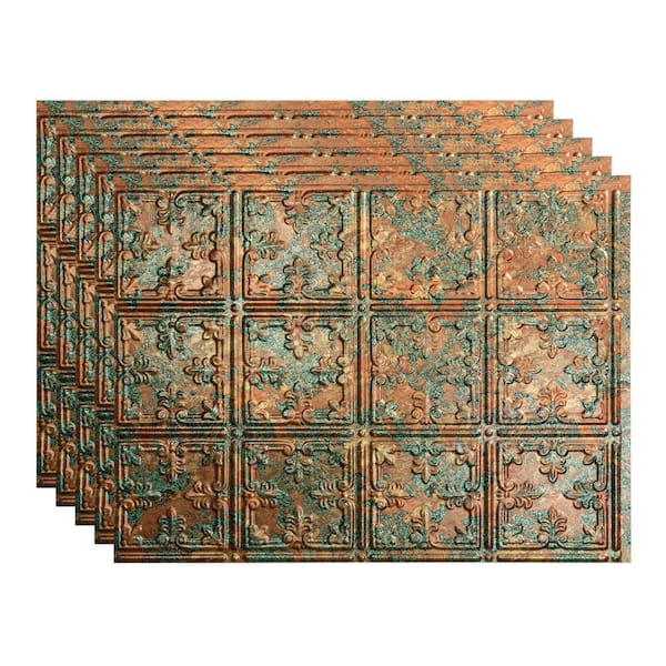 Fasade 18.25 in. x 24.25 in. Traditional #10 Vinyl Backsplash Panel in Copper Fantasy (5-Pack)