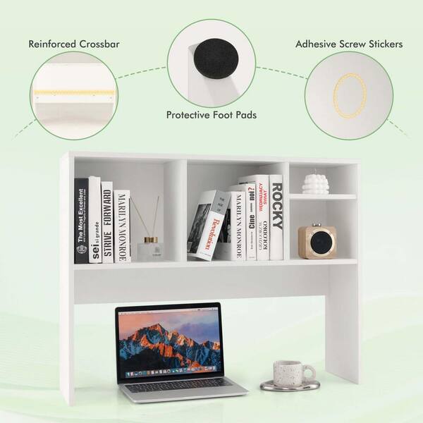 Costway 29 in. Tall White Wood Computer Desktop Bookcase