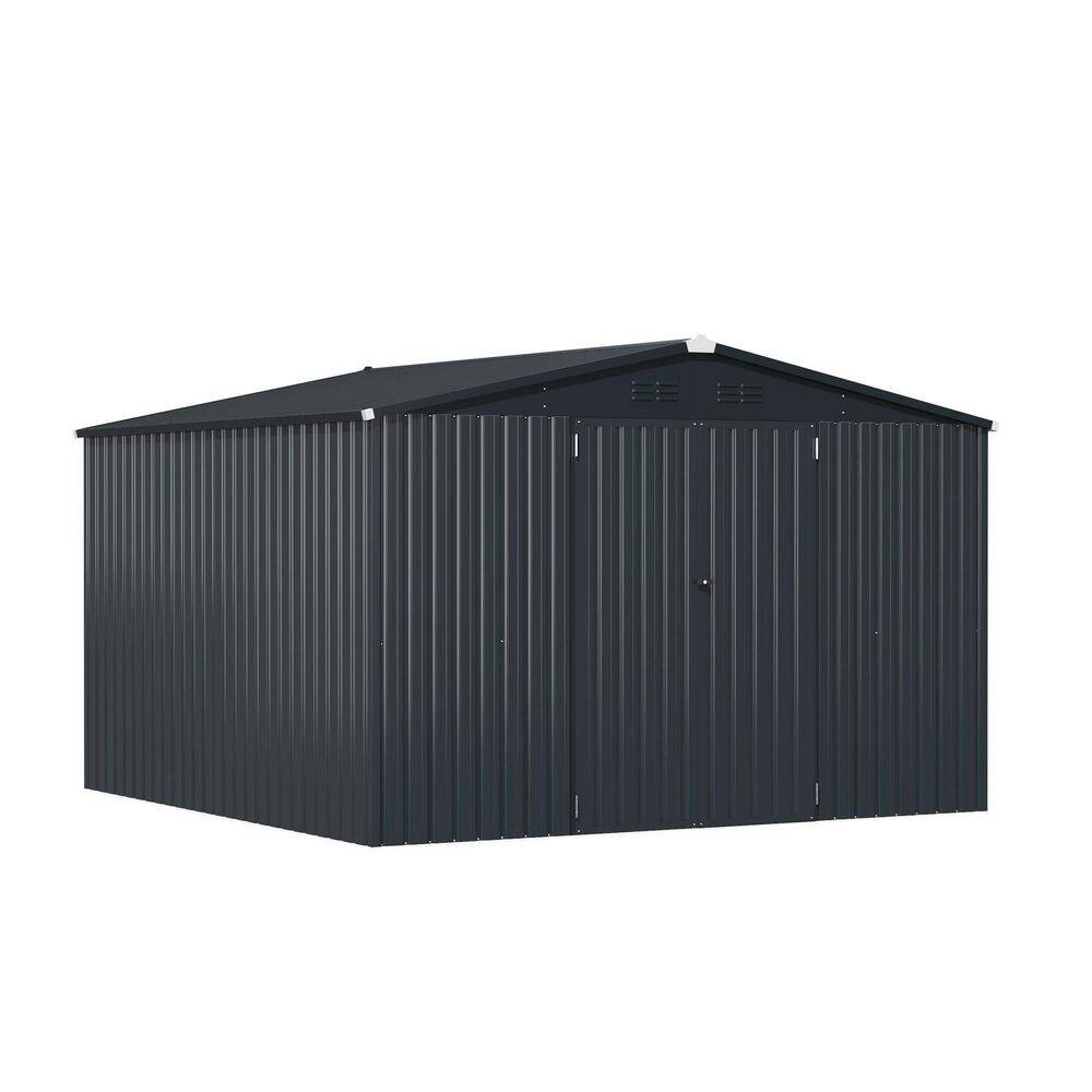 10 ft. W x 14 ft. D Dark Gray Metal Shed with Lockable Door, Vents (140 sq. ft.) price history on PriceWatchPro