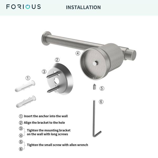FORIOUS Bathroom Accessories Set 4-pack Towel Bar，Toilet Paper Holder  ，2Robe Hooks Zinc Alloy in Brushed Nickel HH19011BN4C - The Home Depot