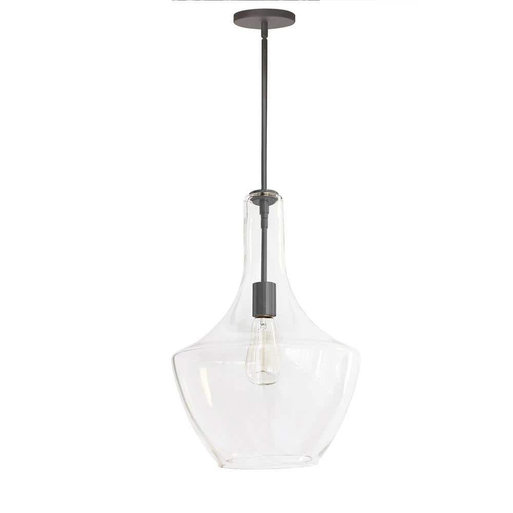 Dainolite Petalite 1-Light Matte Black Schoolhouse Pendant Light with ...