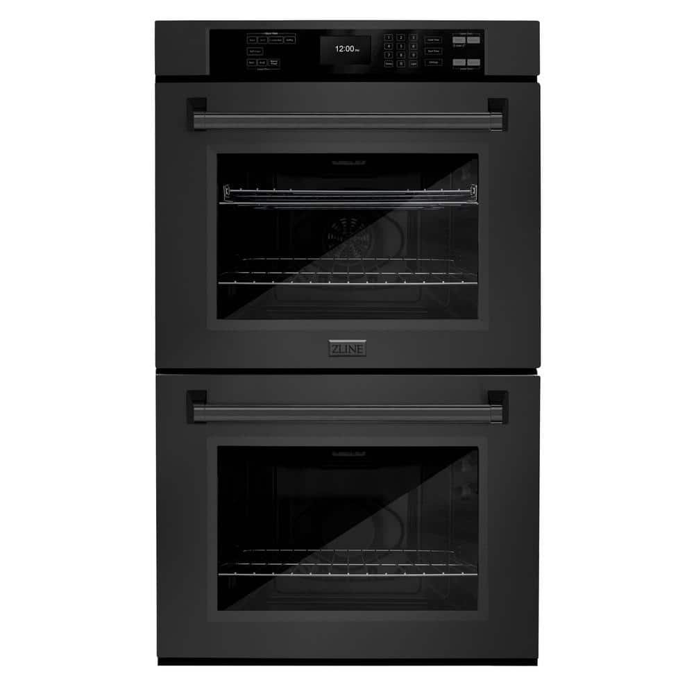 Professional 30 in. Double Electric Wall Oven with True Convection and Self Clean in Black Stainless Steel