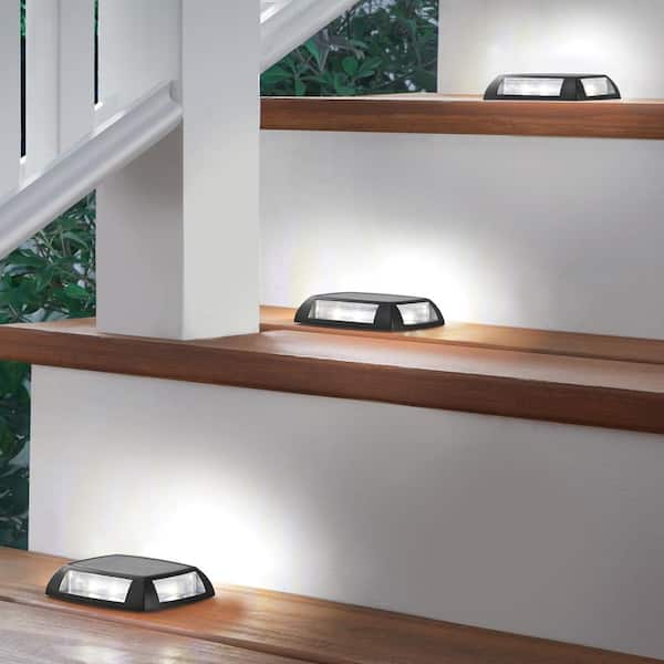 Hampton Bay Solar 10 Lumens Black Outdoor Integrated LED Deck and Step Light (4-Pack); Weather/Water/Rust Resistant