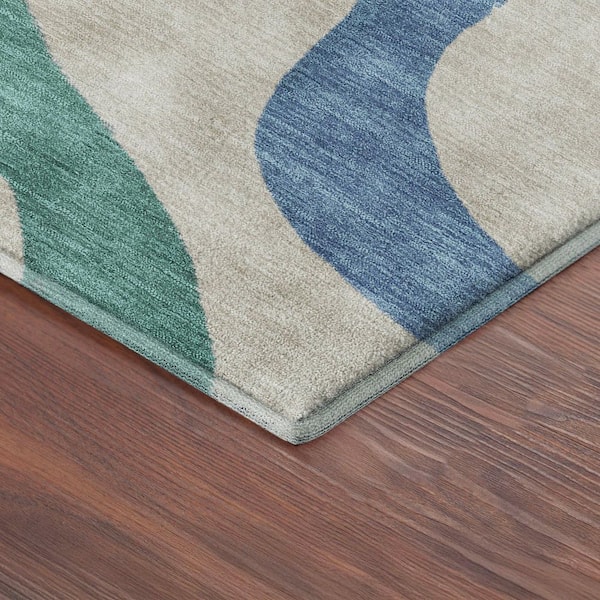 Mayfield Premium Machine Washable Abstract AMF2394 Beige 8 ft. x 10 ft. Area Rug