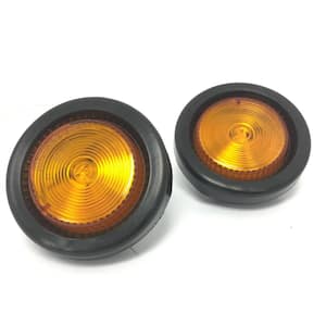 2 in. LED Round Clearance Side Marker Light Amber with Grommet Trailer Truck RV (2-Pack)