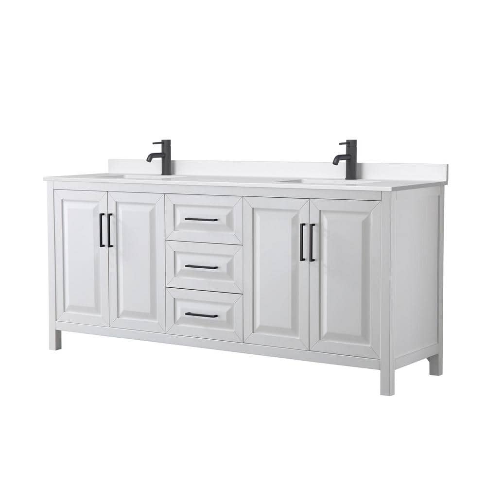 Daria 80 in. W. x 22 in. D x 35.75 in. H Double Bath Vanity in White with White Quartz Top price history on PriceWatchPro