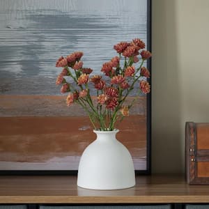 5 in. White Modern Inkwelll Bottle Shaped Ceramic Table Vase Flower Holder