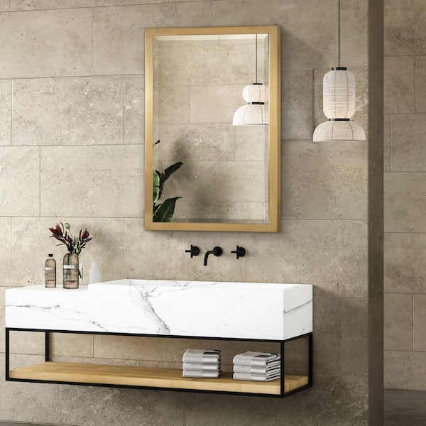 Head West 40 in. x 30 in. Classic Gold Metal Framed Wall Mirror