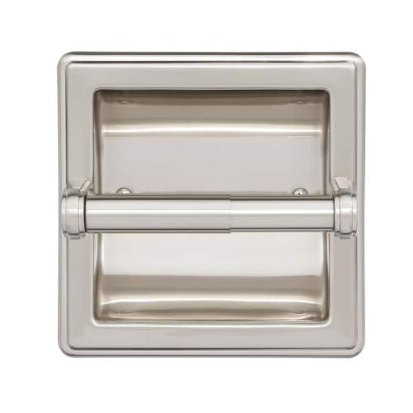 Recessed Toilet Paper Holder with Stainless Steel Construction Satin Nickel